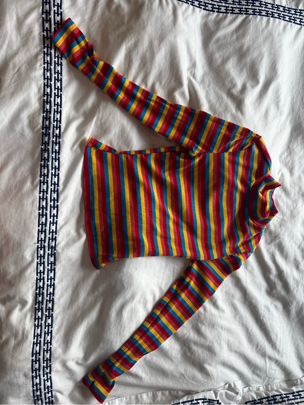 Kids Rainbow Stripe Turtleneck Long-Sleeve Top